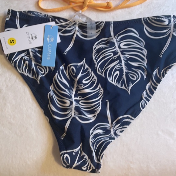 NWT Cupshe Yellow leaf High Waisted Bikini Sz S - Picture 7 of 10